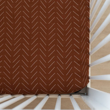 Rust Mudcloth Muslin Crib Sheet - MOOGCO Baby