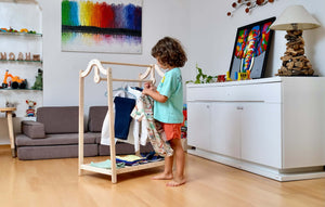 Montessori Wooden Clothes Rack and Wardrobe Set | Child Clothing Organizer