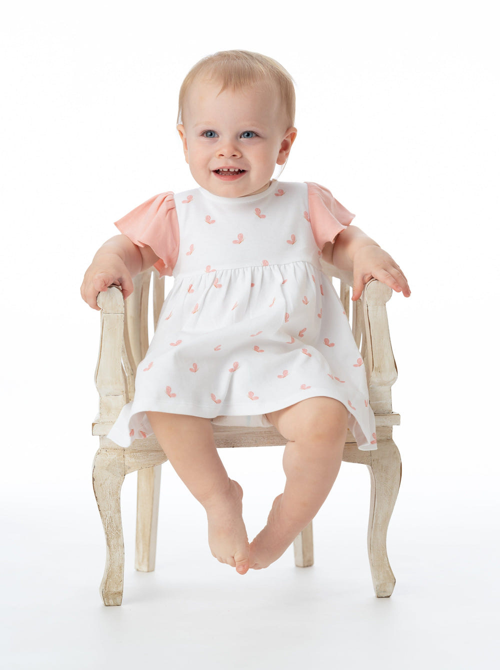 Organic cotton Alice ruffled dress for babies, featuring a charming butterfly design. Perfect for toddlers.