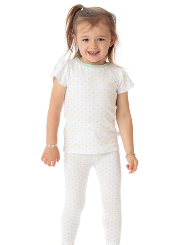 Organic cotton polka dot leggings for babies, soft and stylish for comfortable wear.
