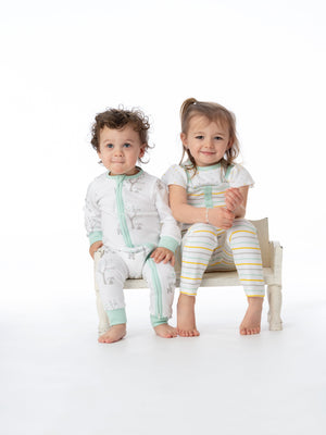 Organic cotton striped overall for babies, showcasing a stylish design from angle 4. Perfect for comfort and cuteness!