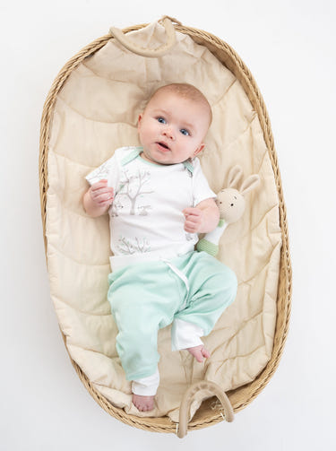 Organic Cotton Joy Bodysuit in Woodland print - Short Sleeve Onesie for babies, soft and eco-friendly.