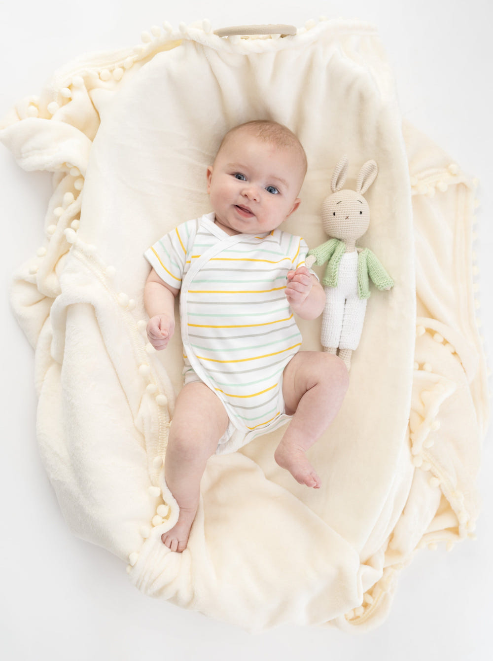 Organic Cotton Pride Kimono Onesie in stripes - soft, short sleeve baby outfit for comfort and style.