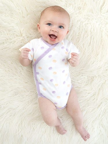 Organic Cotton Pride Kimono Onesie in Macarons color, short sleeve, perfect for babies.