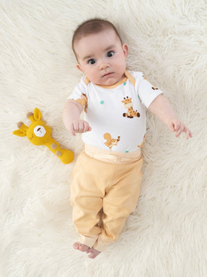 Organic Cotton Jogger Pants - The Animal Kingdom, Angle 2 view showcasing soft, eco-friendly fabric for babies.