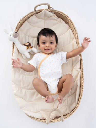 Organic Cotton Pride Kimono Onesie in Star design - soft, short sleeve baby outfit for comfort and style.