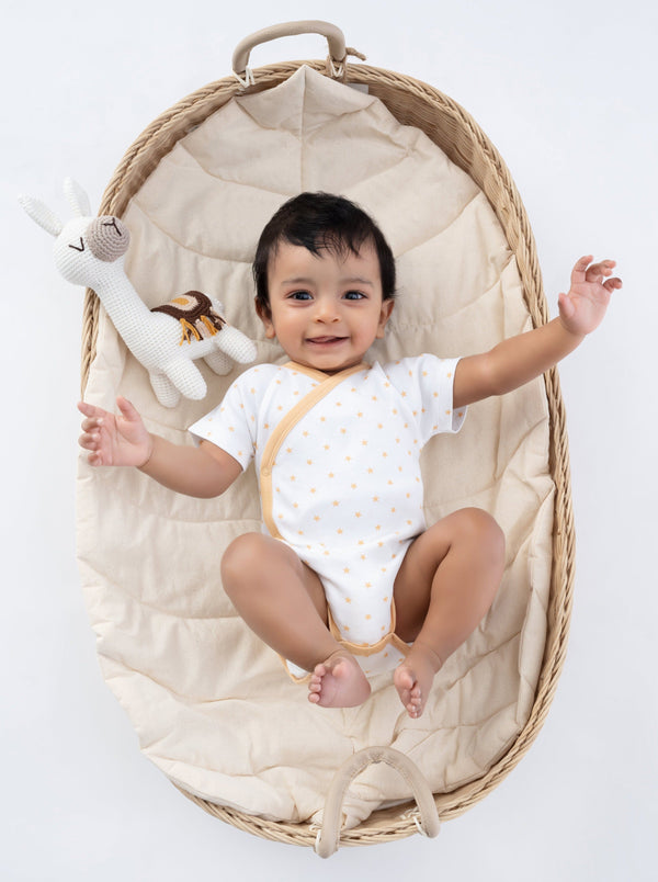 Organic Cotton Pride Kimono Onesie in Star design - soft, short sleeve baby outfit for comfort and style.