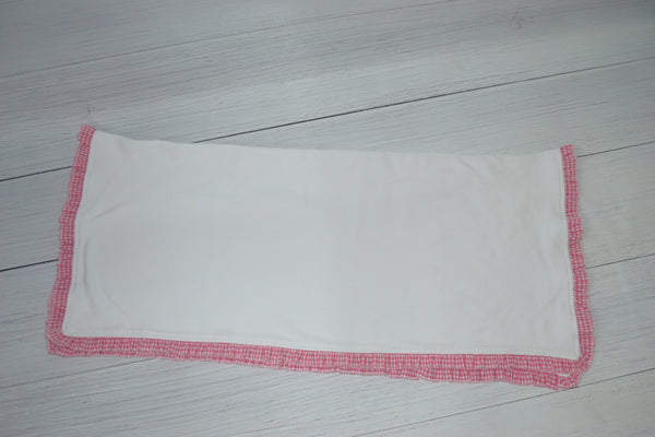 Gingham Ruffle Trim Blanket - Pink