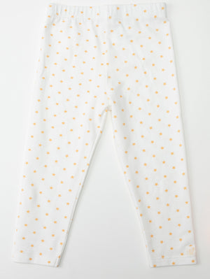 Organic cotton baby leggings with star print, shown from angle 2, perfect for comfort and style.