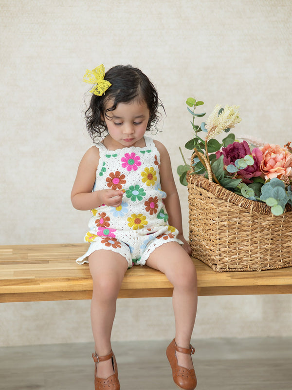 Summer Crochet Floral Girl Set
