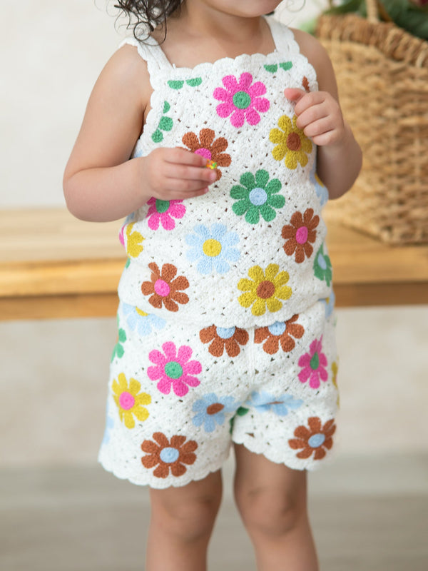 Summer Crochet Floral Girl Set
