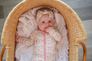Bows & Bunnies (Convertible Zip Footies)