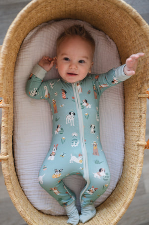 Puppy Egg Hunt (Convertible Zip Footies) - Aquamarine