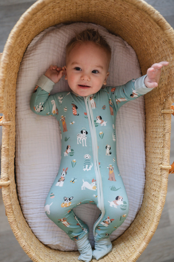 Puppy Egg Hunt (Convertible Zip Footies) - Aquamarine