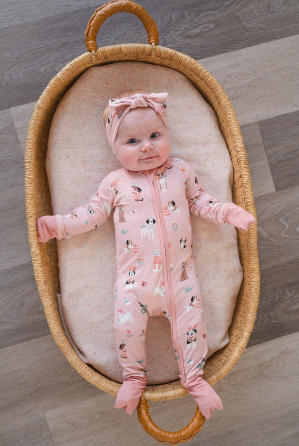 Puppy Egg Hunt (Convertible Zip Footies) - Pink