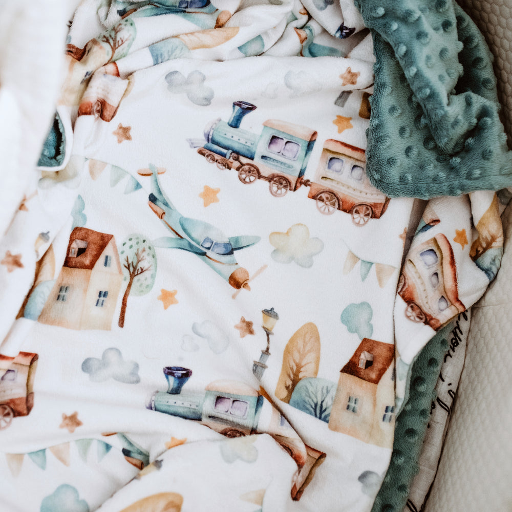 Premium Baby & Toddler Minky Blanket - Planes, Trains, Automobiles