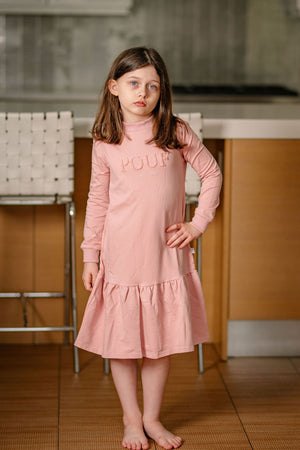 Pouf Sweater Dress- Pink