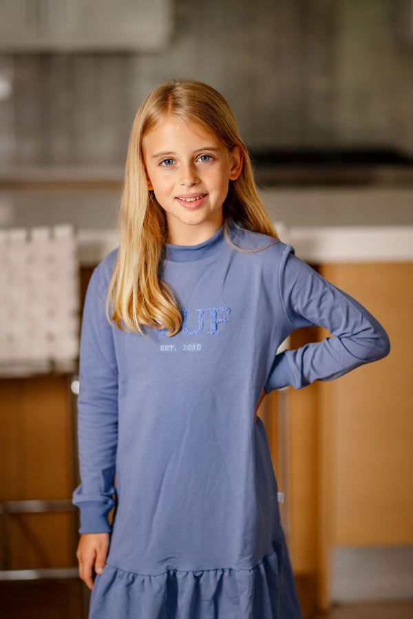 Pouf Sweater Dress- Blue