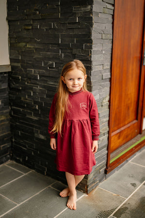 Varsity Dress- Burgundy