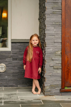 Varsity Dress- Burgundy