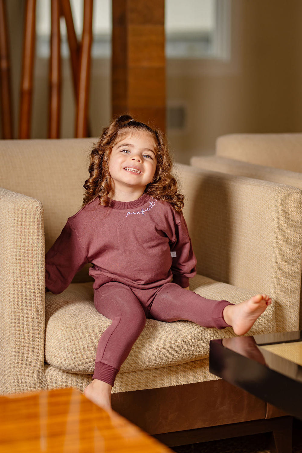POUF Embroidered Set in Berry - Soft, colorful baby toy for playful entertainment and comfort.