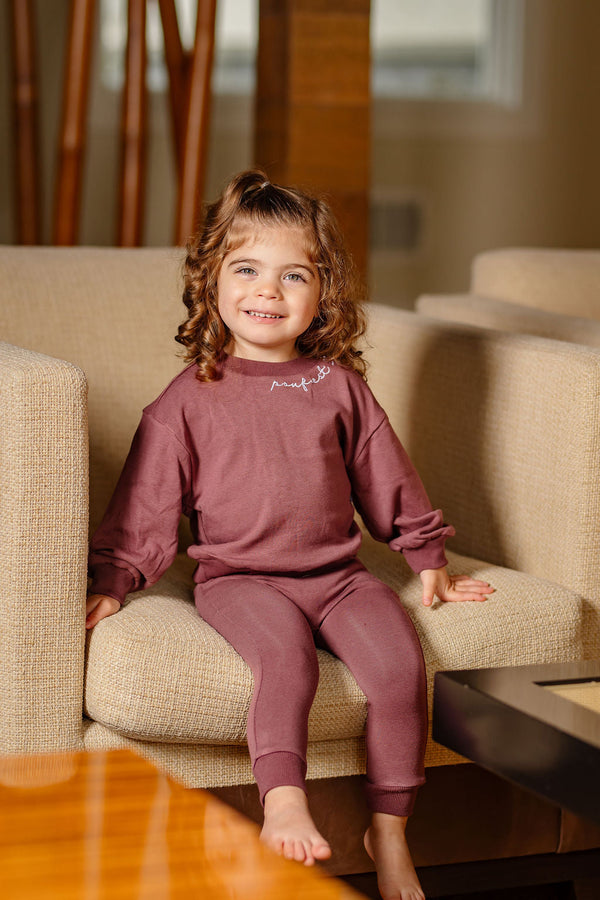 POUF Embroidered Set- Berry