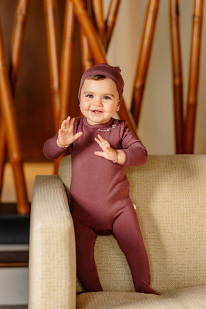 POUF Embroidered Footie- Berry