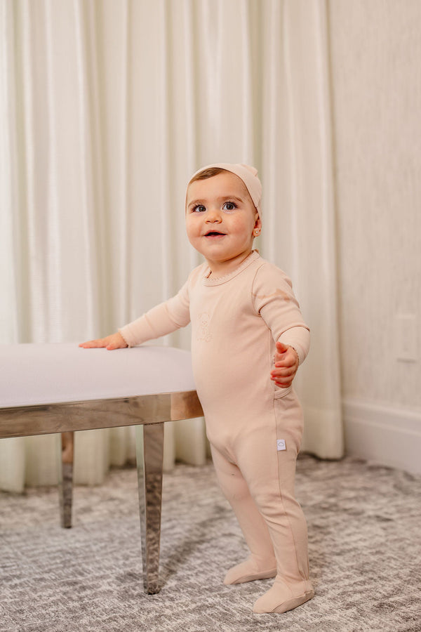 Vintage Bear Footie- Pink