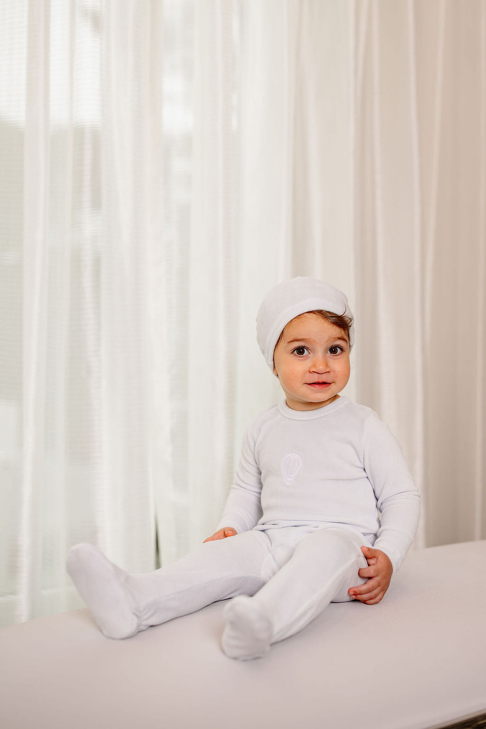 Velour Embroidered Footie- Blue