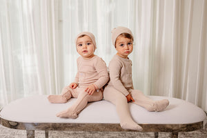 Ribbed Pocket Footie- Taupe
