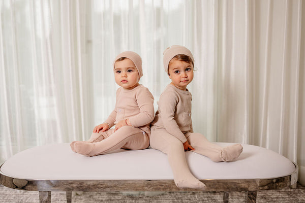 Ribbed Pocket Footie- Dusty Pink