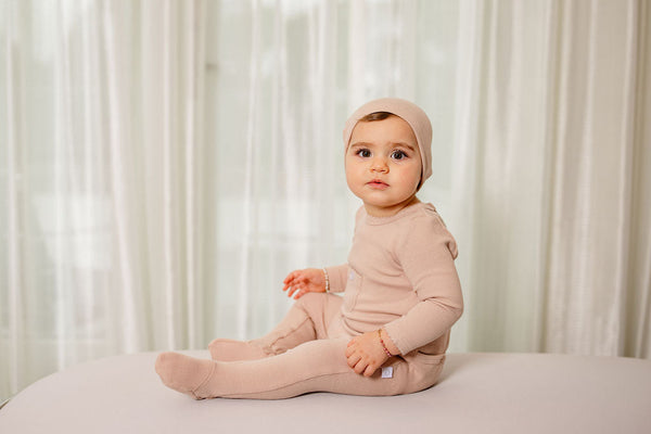 Ribbed Pocket Footie- Dusty Pink