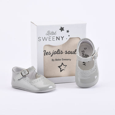Girls Grey Patent Leather Pre-Walker Shoes - MOOGCO Baby