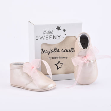 Girls Pearly Pink Leather Pre-Walker Shoes - MOOGCO Baby