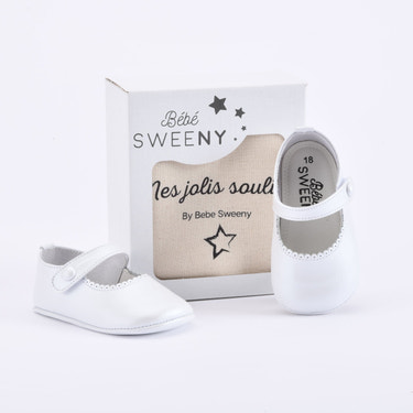 Girls Pearly White Leather Pre-Walker Shoes - MOOGCO Baby