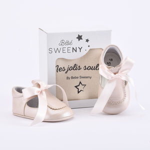 Girls Pearly Pink Leather Pre-Walker Shoes - MOOGCO Baby