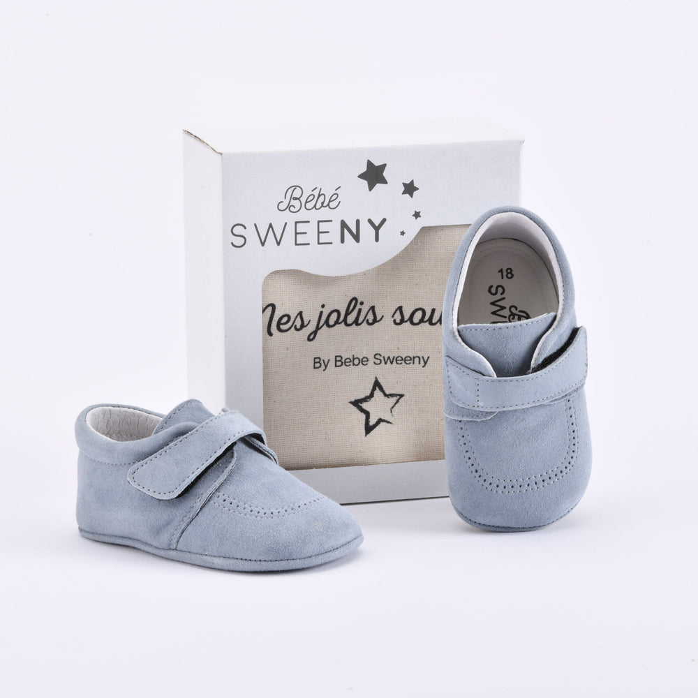 Boys Blue Suede Leather Pre-Walker Shoes