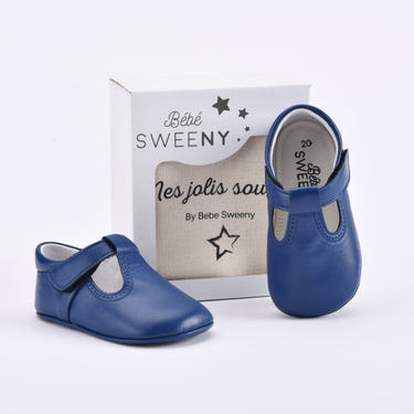 Boys Indigo Leather Pre-Walker Shoes - MOOGCO Baby