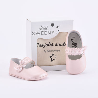 Girls Pearl Pink Leather Pre-Walker shoes - MOOGCO Baby