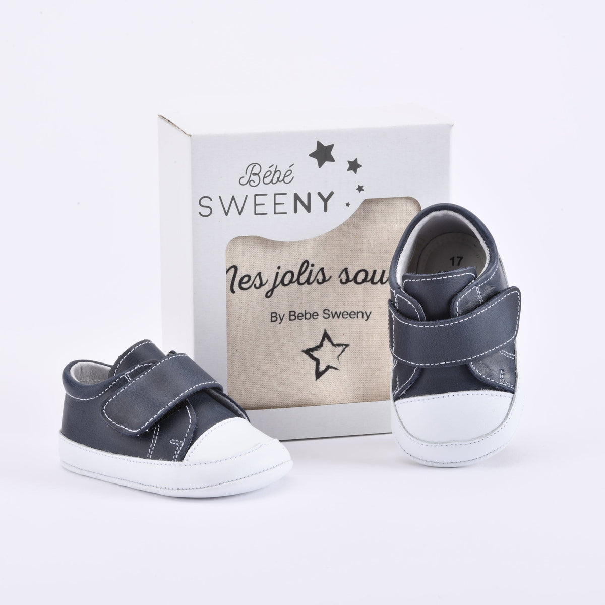 Navy Blue & White Leather Pre Walker Trainers