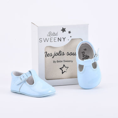 Boys Blue Patent Leather Pre-walker Shoes - MOOGCO Baby