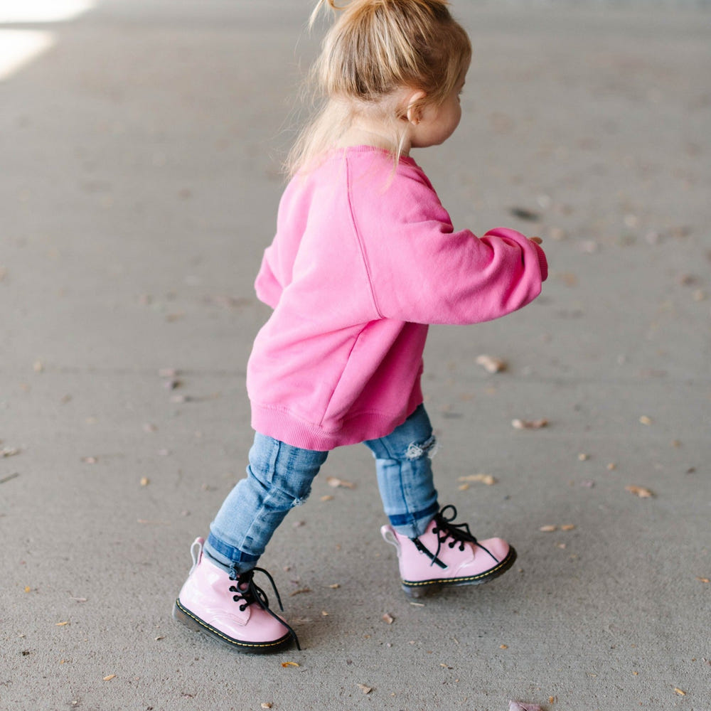 Cotton Candy combat boots for babies, stylish and durable footwear for little adventurers.