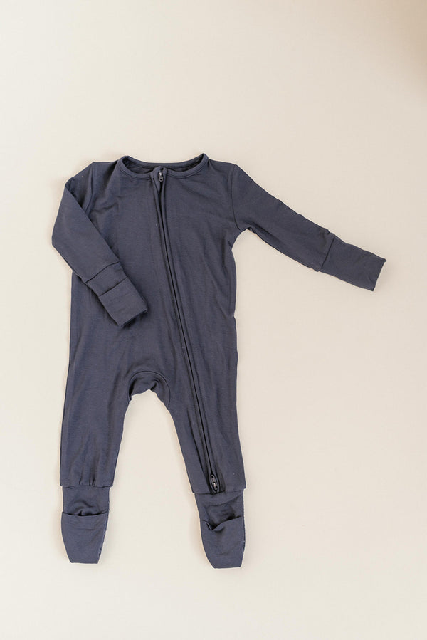 Bamboo Baby Clothes - Convertible Jumpsuit 0-3 Months - Navy Blue