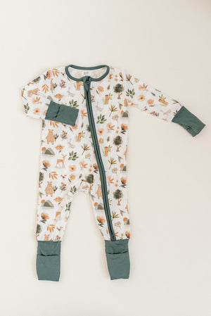 Bamboo Baby Clothes - Convertible Jumpsuit 0-3 Months - Forest