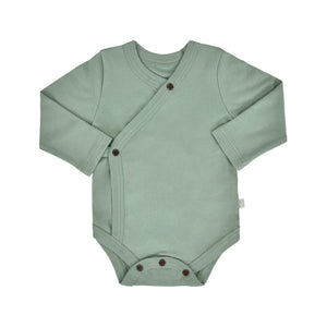 Basil Green long sleeve bodysuit for babies - soft, stylish, and comfortable for everyday wear.