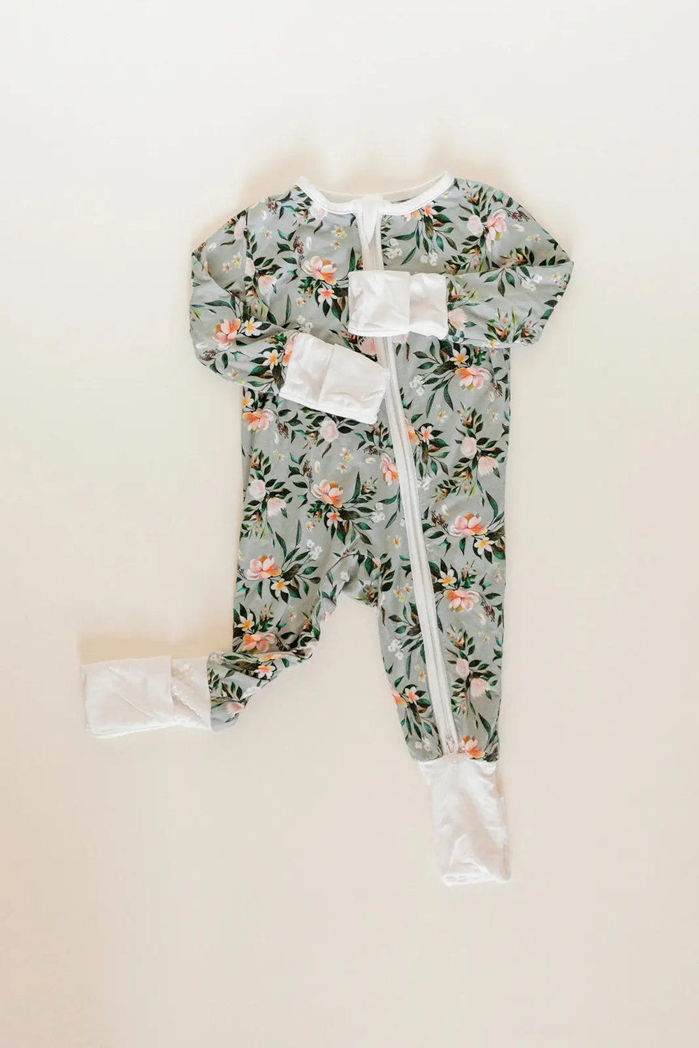 Bamboo Baby Clothes - Convertible Jumpsuit 0-3 Months - Botanical - MOOGCO Baby