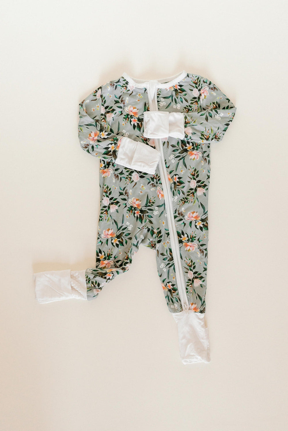 Bamboo Baby Clothes - Convertible Jumpsuit 0-3 Months - Botanical