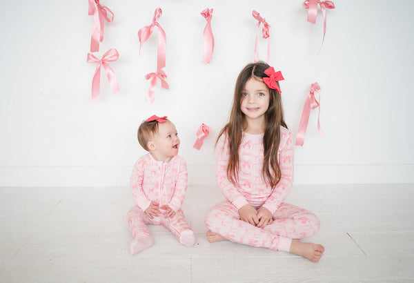 Pink Bows (Convertible Zip Footies)