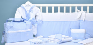 PETIT MARIN | White & Blue Cotton Bed Bumper