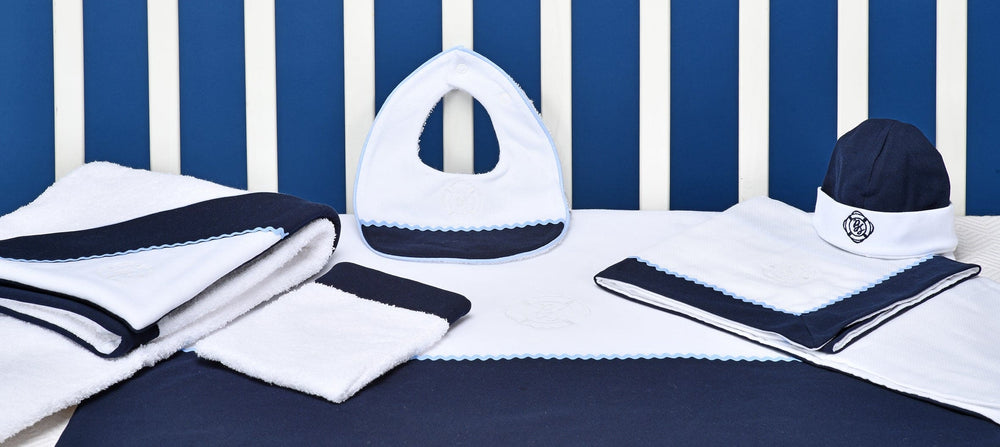 PETIT MARIN | Boys Navy Blue Cotton Bib